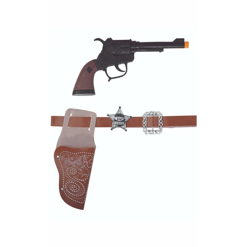 Pistole mit Gürtelholster braun