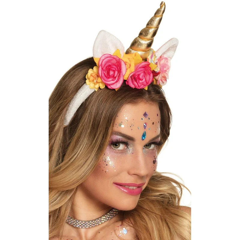 Haarreif Einhorn mit Blumen