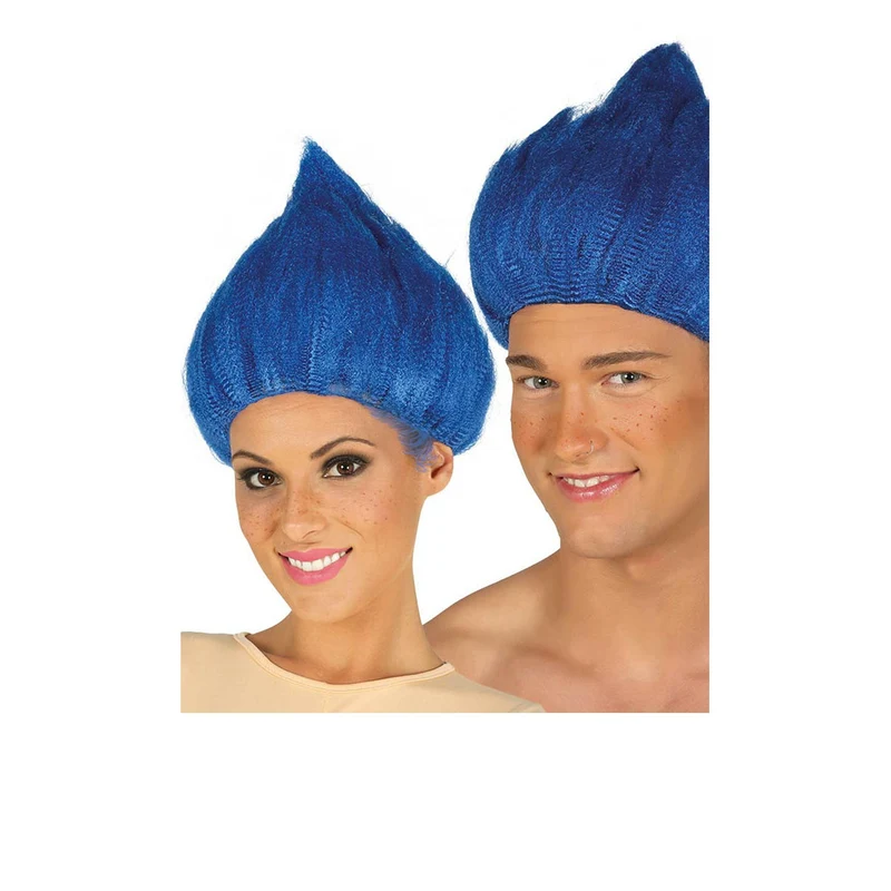 Spitze Troll Perücke blau