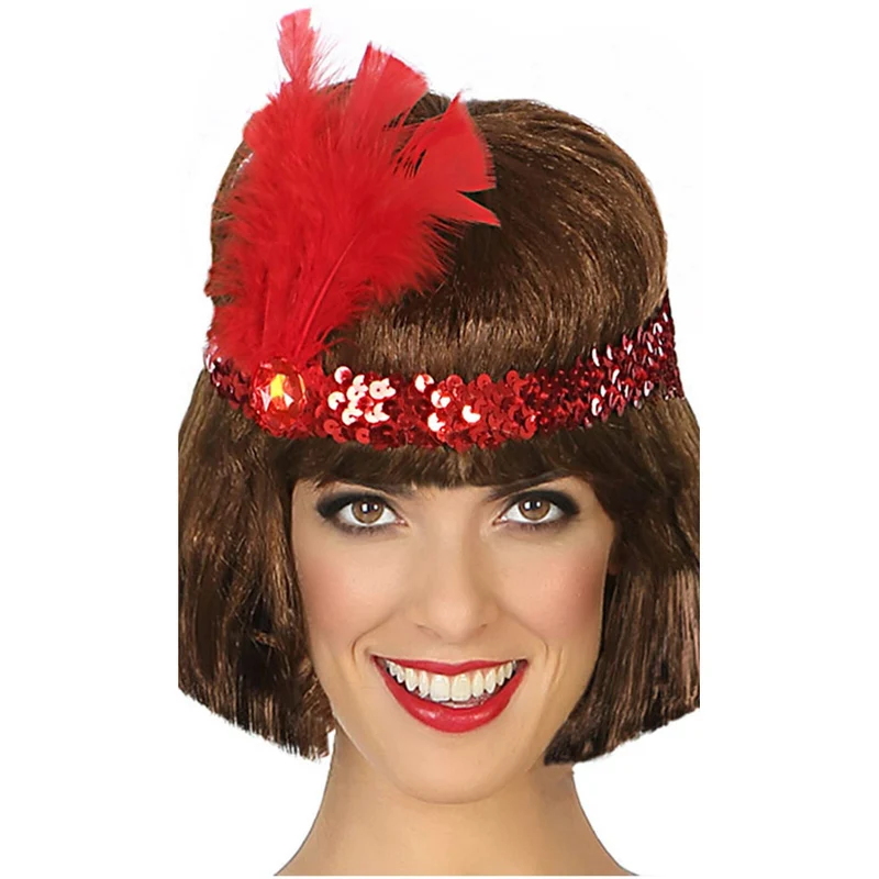 Charleston Pailetten Stirnband rot