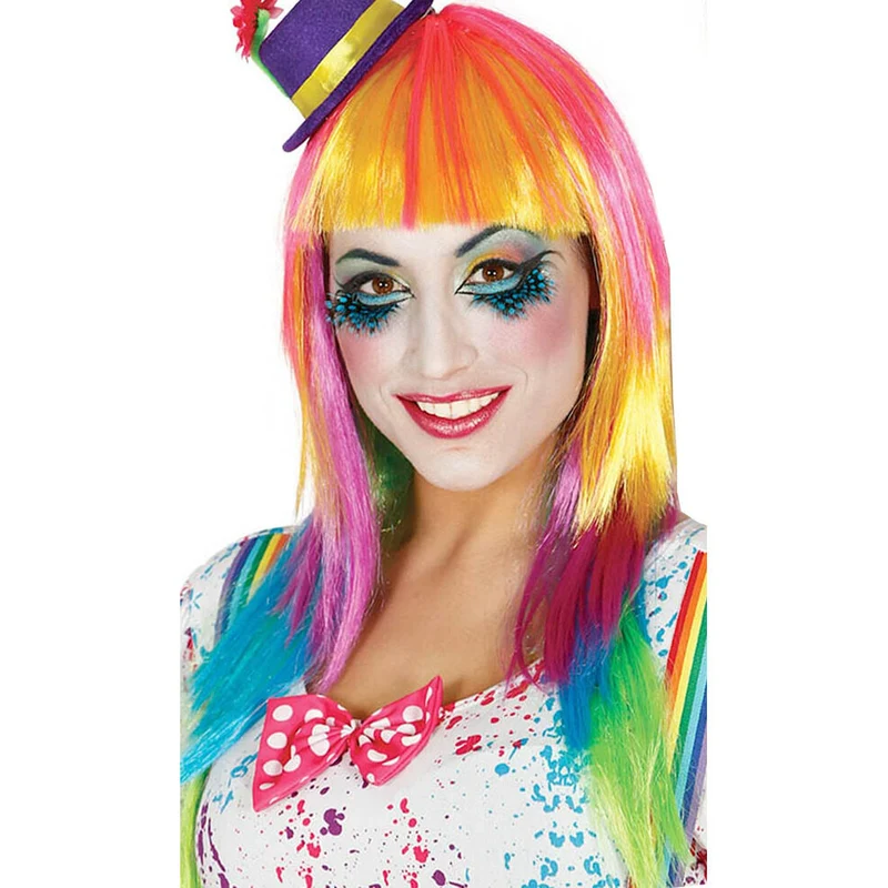 Perücke Langhaar mit Pony Multicolor