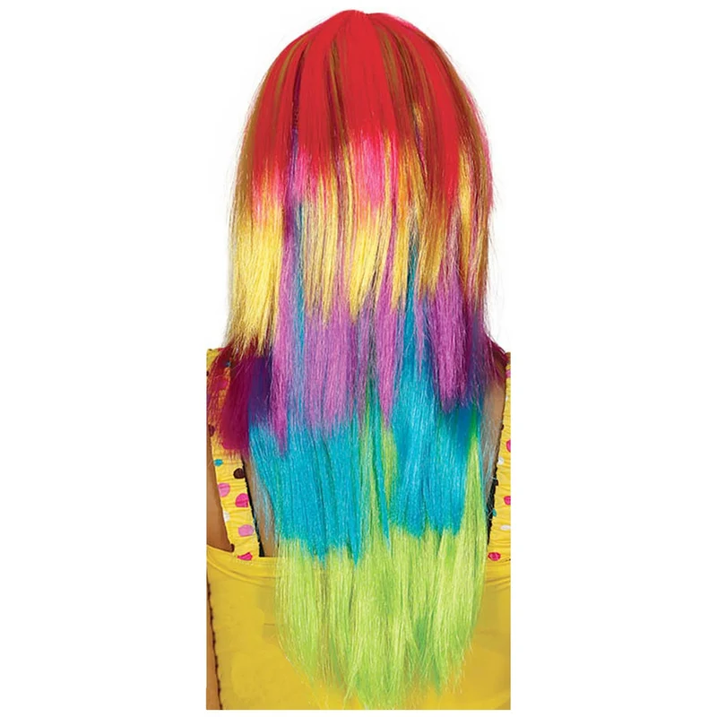 Perücke Langhaar mit Pony Multicolor