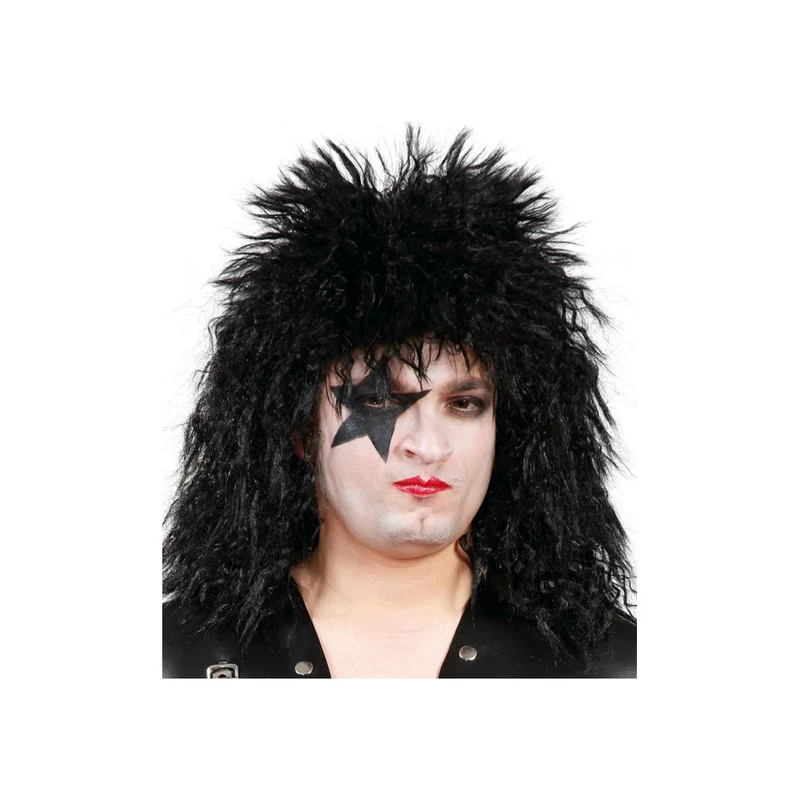 Schwarze Rockerin-Perücke