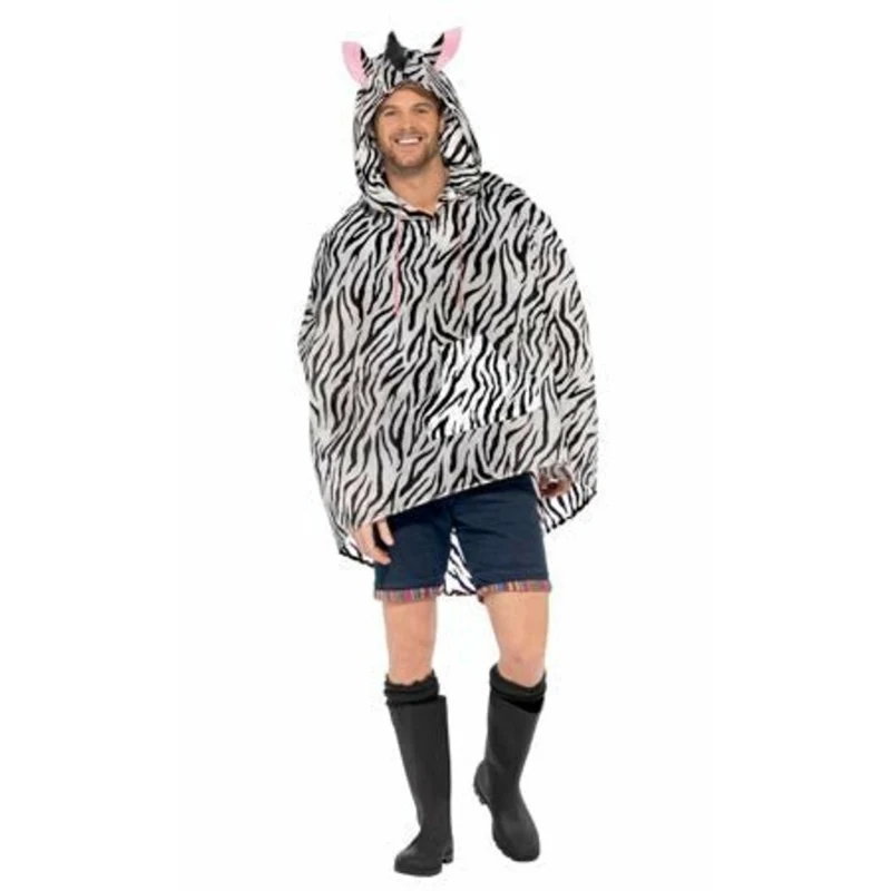 Zebra-Poncho für Erwachsene