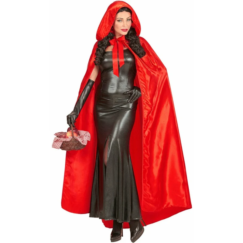 Roter Satin Kapuzen Cape