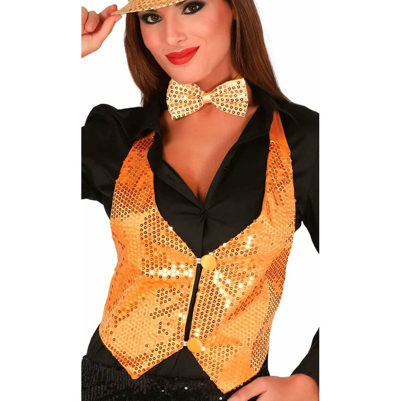 Pailletten Weste gold für Damen