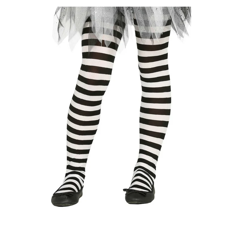 Feinstrumpfhose mit schwarz-weißen Streifen für Kinder