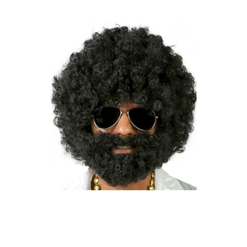 Perücke und Bart Afro Extra