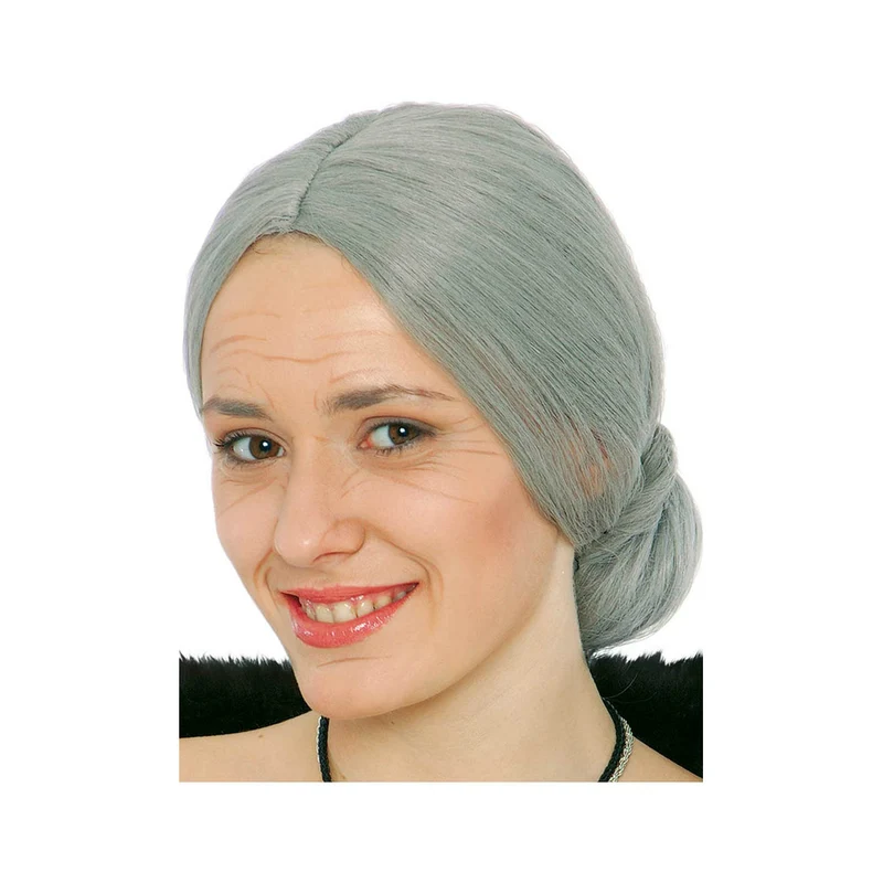 Graue Alte-Frau-Perücke