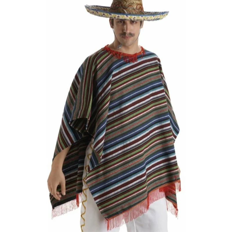 Gestreifter Mexikaner-Poncho für Erwachsene