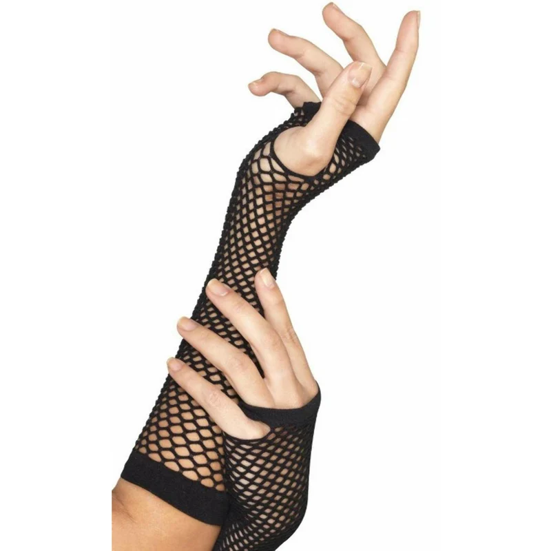Schwarze Handschuhe aus Gitterstoff