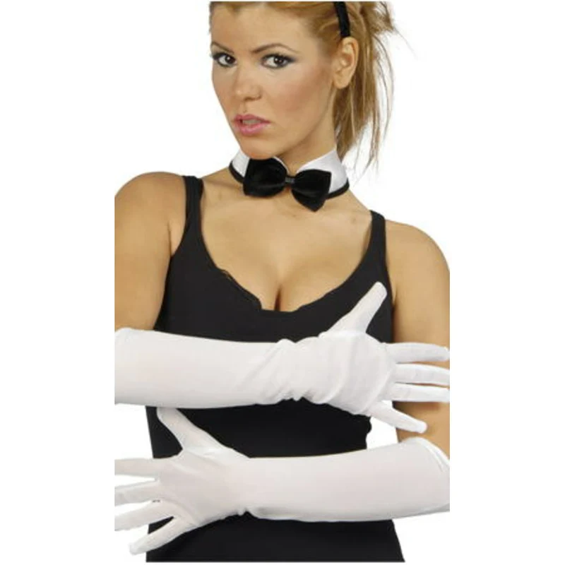 Weiße, lange Handschuhe