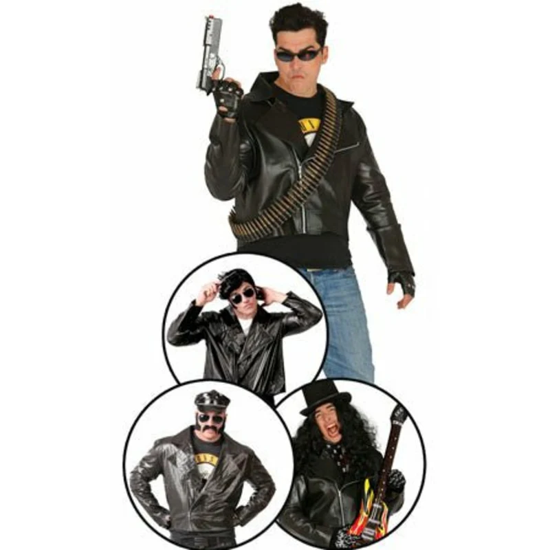 Schwarze Kunstlederjacke