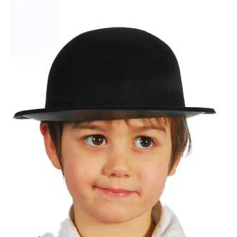 Schwarze Flockvelours-Melone für Kinder