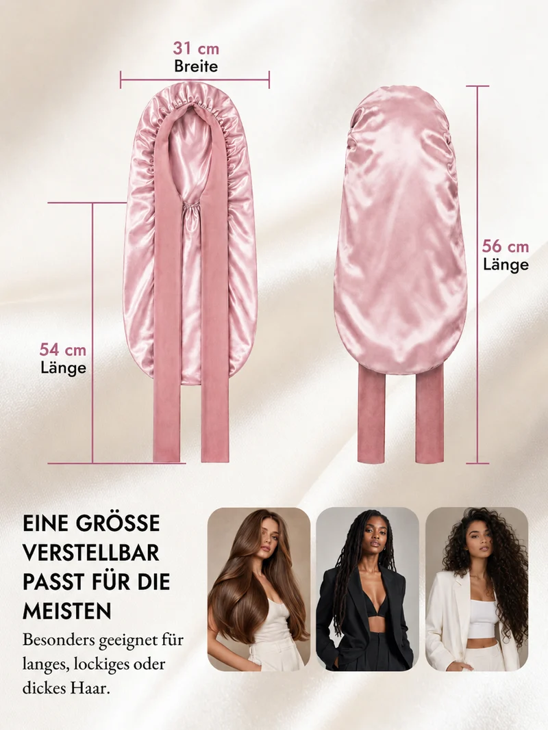 100 % Maulbeerseide Doppellagige Lange Schlafmütze Mit Verstellbarem Langem Bindeband