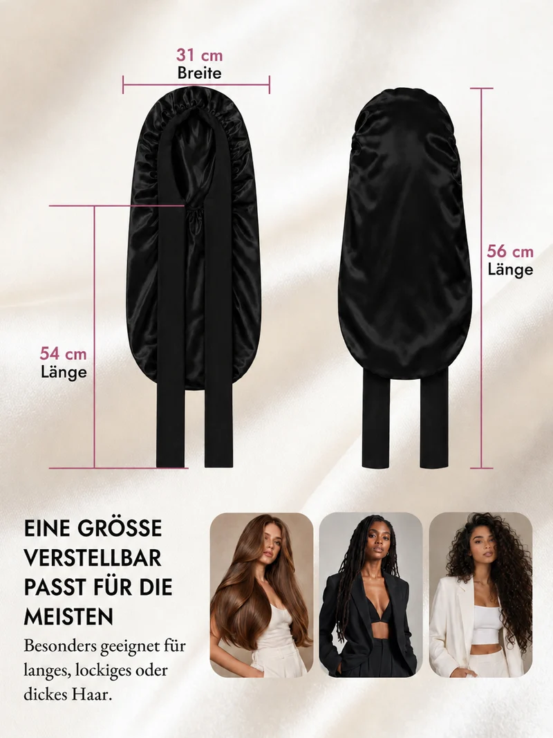 100 % Maulbeerseide Doppellagige Lange Schlafmütze Mit Verstellbarem Langem Bindeband