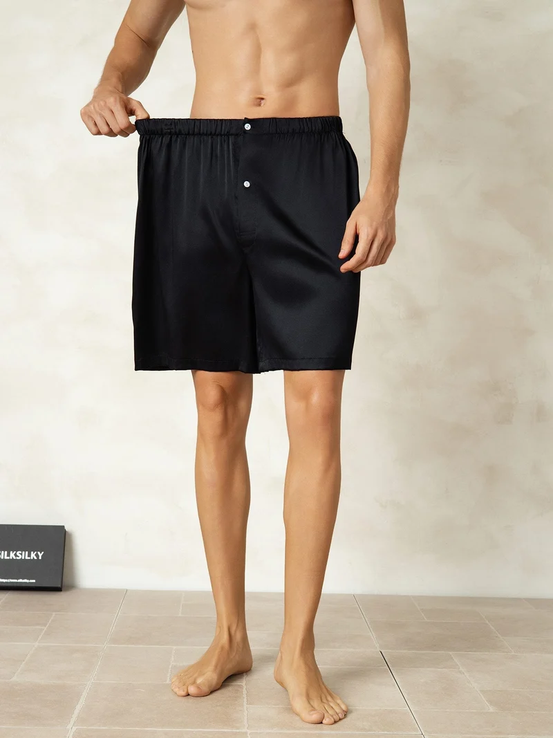100% Maulbeerseide Herren-Schlafshorts mit Elastikbund