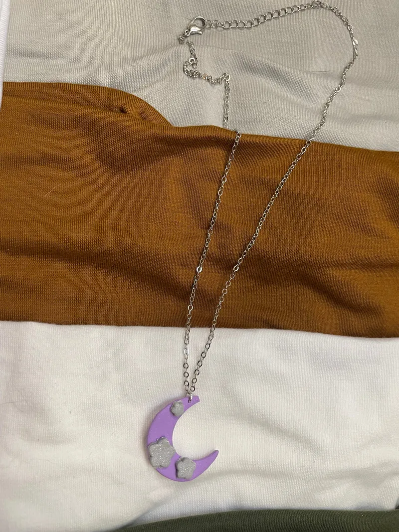 Crescent Star Drop Necklace
