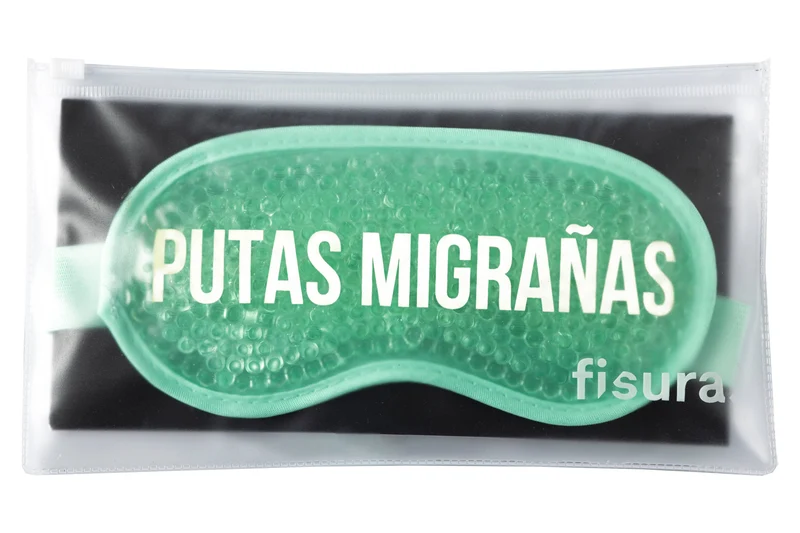 Antifaz de gel “Putas migrañas” verde menta