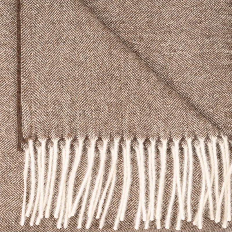 Baby Alpaca Throw Herringbone Chocolate
