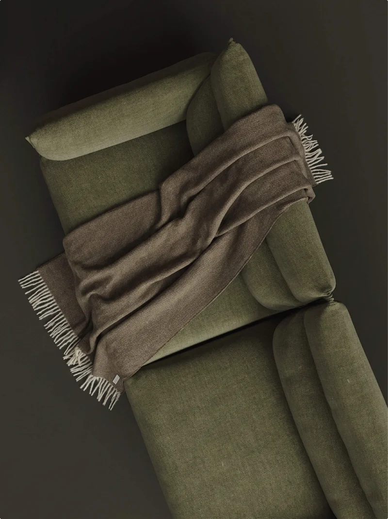 Baby Alpaca Throw Herringbone Chocolate
