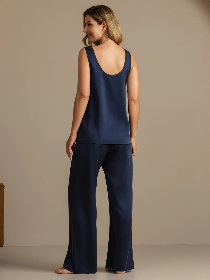 Clearance - 19Momme Waschbare Seide Tanktop & Weite Hosen Set
