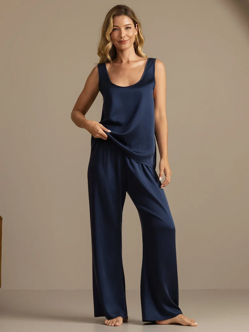 Clearance - 19Momme Waschbare Seide Tanktop & Weite Hosen Set
