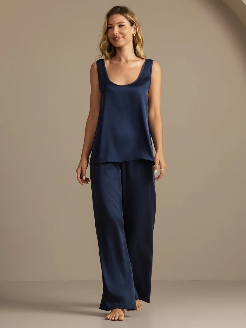 Clearance - 19Momme Waschbare Seide Tanktop & Weite Hosen Set