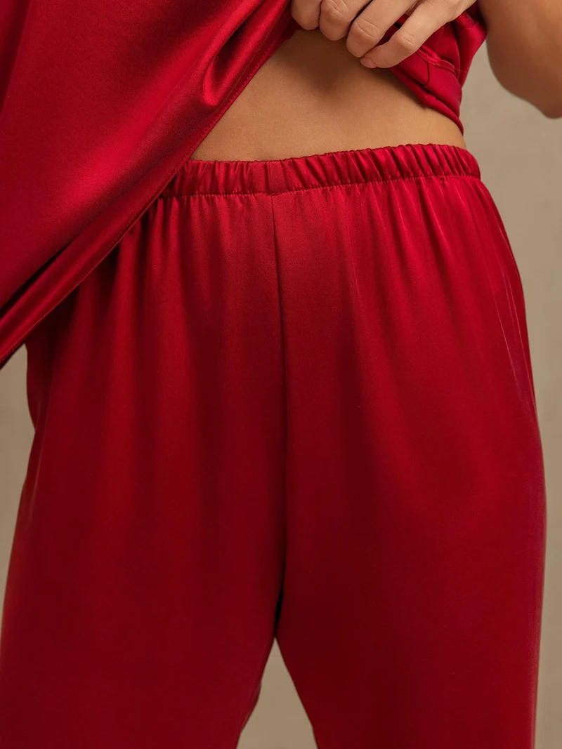 Clearance - 19Momme Waschbare Seide Tanktop & Weite Hosen Set