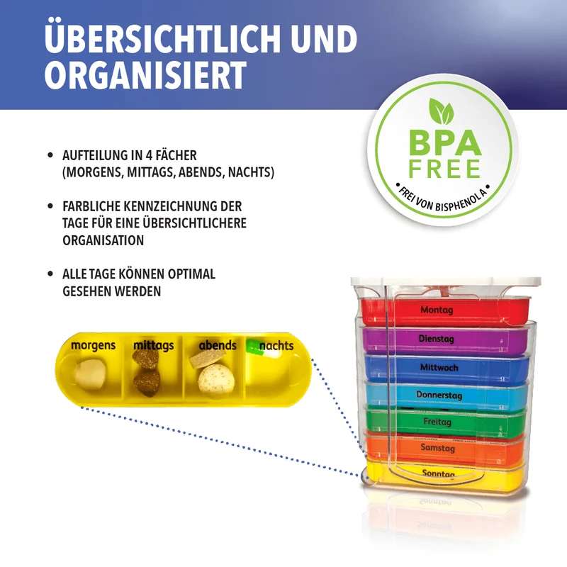 Tablettenbox 7 Tage Set mit Tablettenteiler