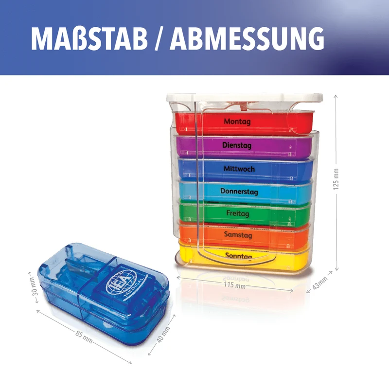 Tablettenbox 7 Tage Set mit Tablettenteiler