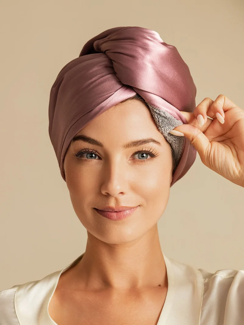 100% Maulbeerseide doppelseitiger Haarturban zum schnellen Trocknen gegen Frizz und haarschonend