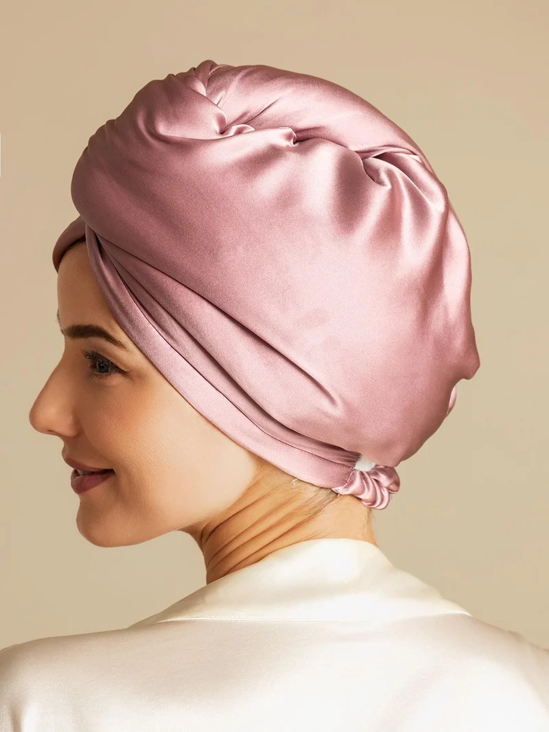 100% Maulbeerseide doppelseitiger Haarturban zum schnellen Trocknen gegen Frizz und haarschonend