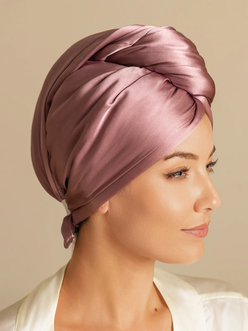 100% Maulbeerseide doppelseitiger Haarturban zum schnellen Trocknen gegen Frizz und haarschonend