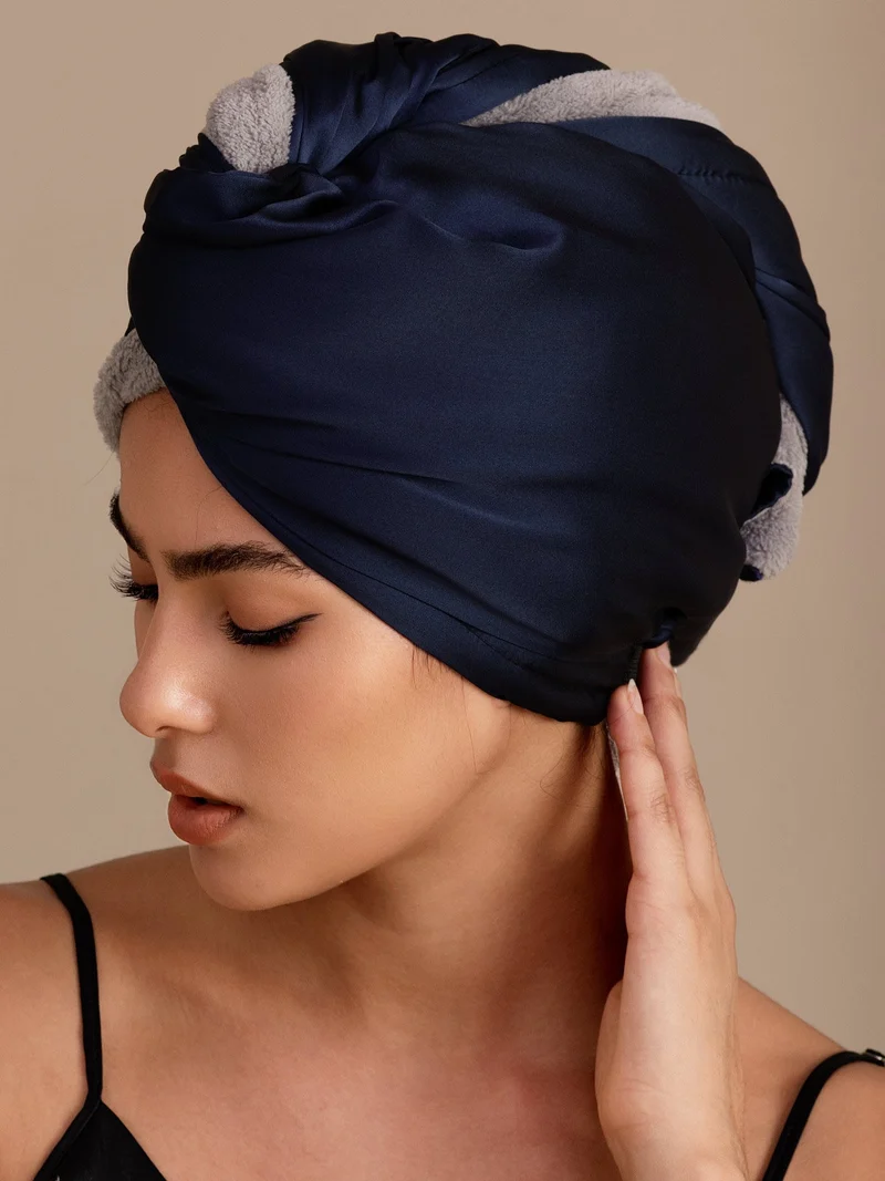100% Maulbeerseide doppelseitiger Haarturban zum schnellen Trocknen gegen Frizz und haarschonend