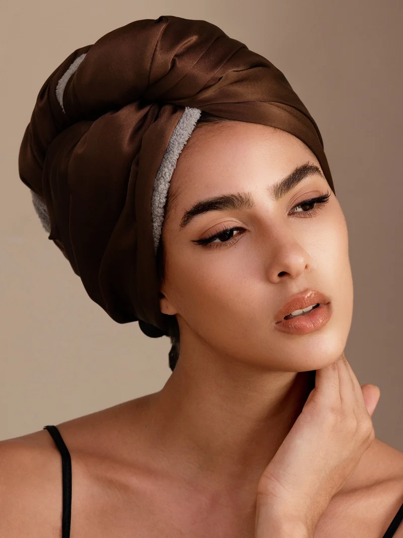 100% Maulbeerseide doppelseitiger Haarturban zum schnellen Trocknen gegen Frizz und haarschonend