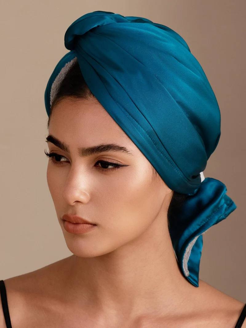 100% Maulbeerseide doppelseitiger Haarturban zum schnellen Trocknen gegen Frizz und haarschonend