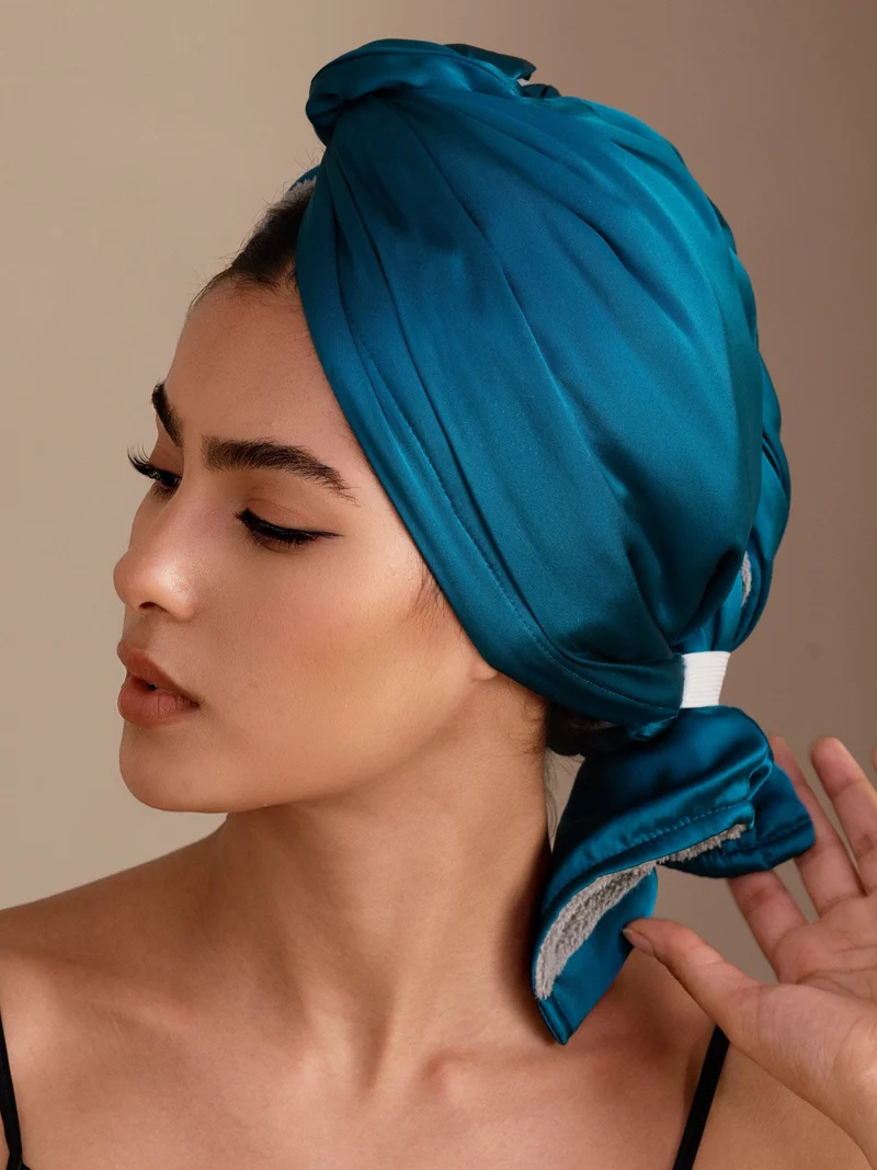 100% Maulbeerseide doppelseitiger Haarturban zum schnellen Trocknen gegen Frizz und haarschonend