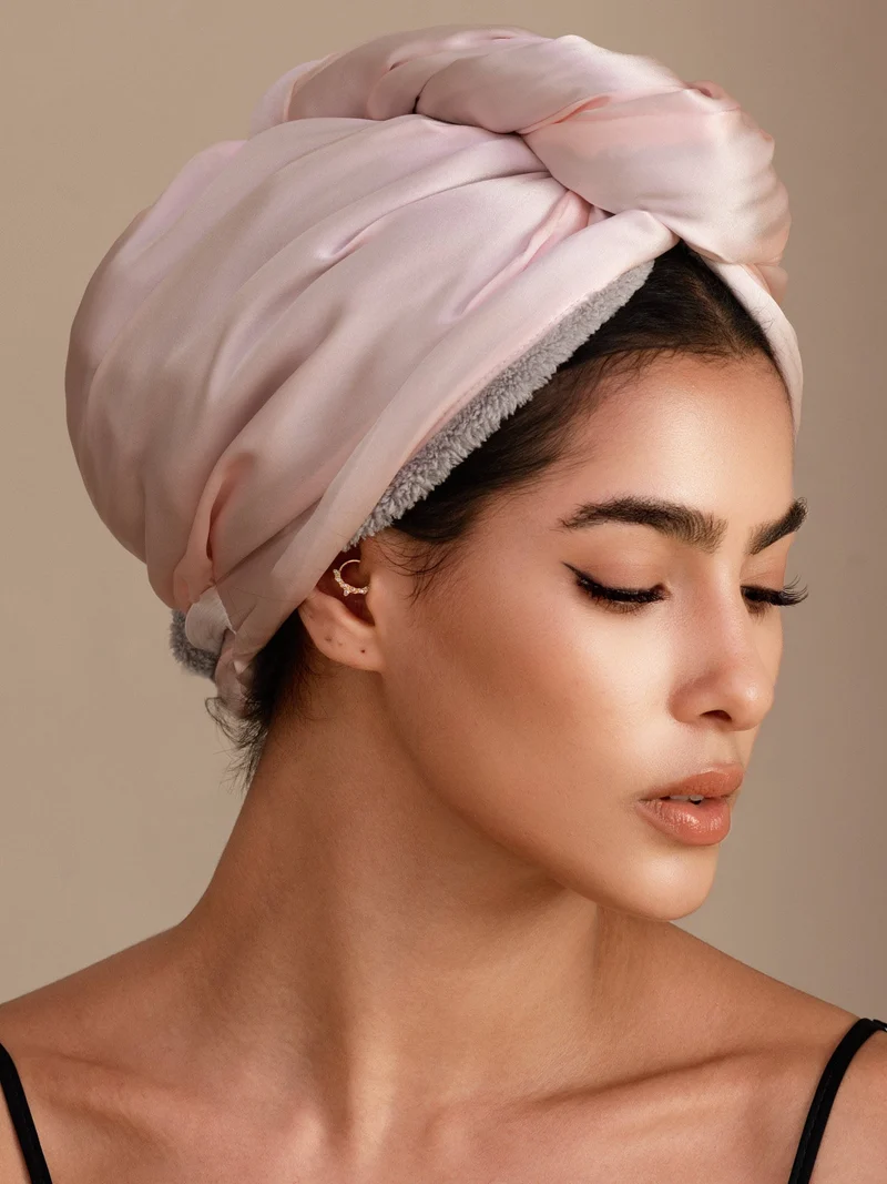 100% Maulbeerseide doppelseitiger Haarturban zum schnellen Trocknen gegen Frizz und haarschonend