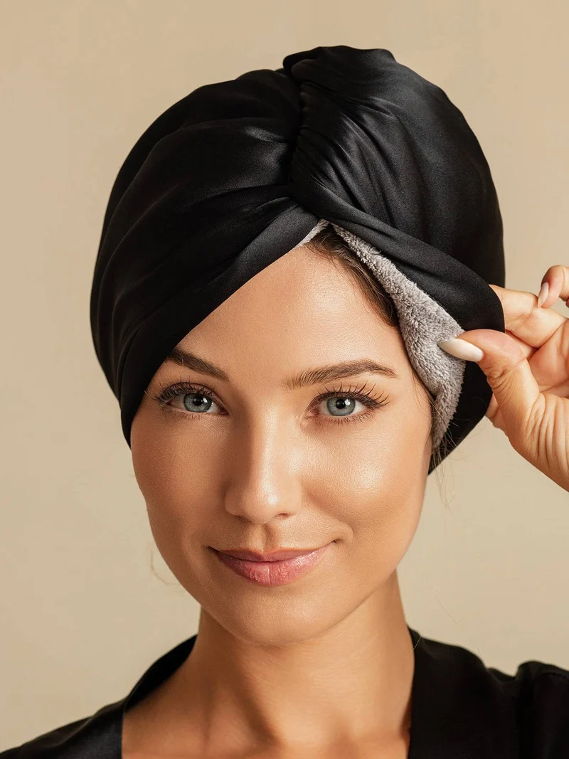 100% Maulbeerseide doppelseitiger Haarturban zum schnellen Trocknen gegen Frizz und haarschonend