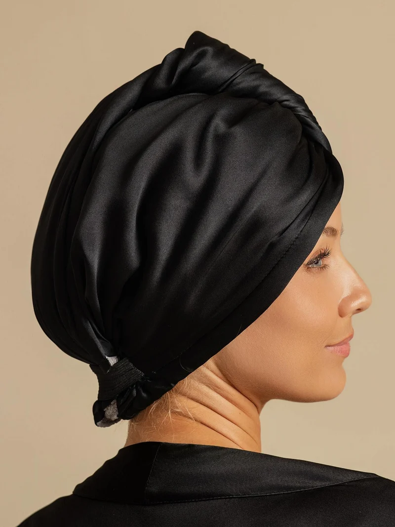 100% Maulbeerseide doppelseitiger Haarturban zum schnellen Trocknen gegen Frizz und haarschonend