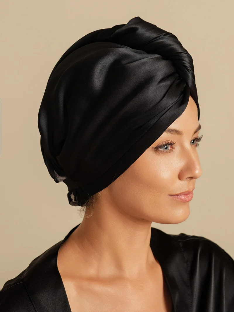 100% Maulbeerseide doppelseitiger Haarturban zum schnellen Trocknen gegen Frizz und haarschonend
