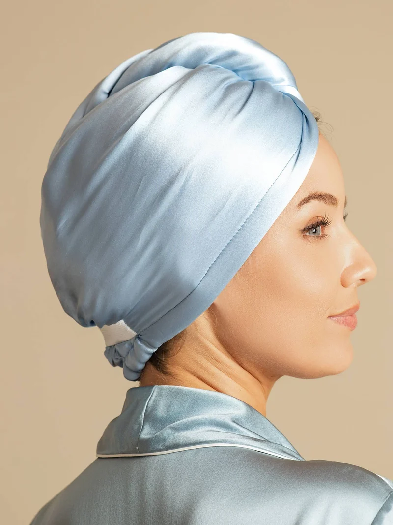 100% Maulbeerseide doppelseitiger Haarturban zum schnellen Trocknen gegen Frizz und haarschonend
