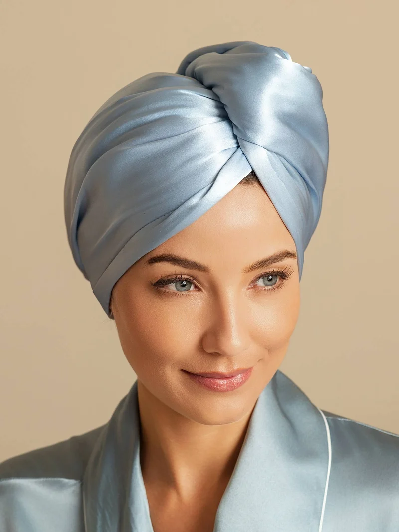 100% Maulbeerseide doppelseitiger Haarturban zum schnellen Trocknen gegen Frizz und haarschonend