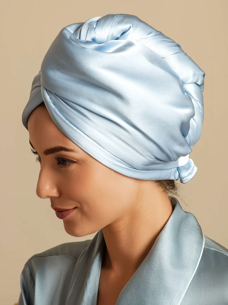 100% Maulbeerseide doppelseitiger Haarturban zum schnellen Trocknen gegen Frizz und haarschonend