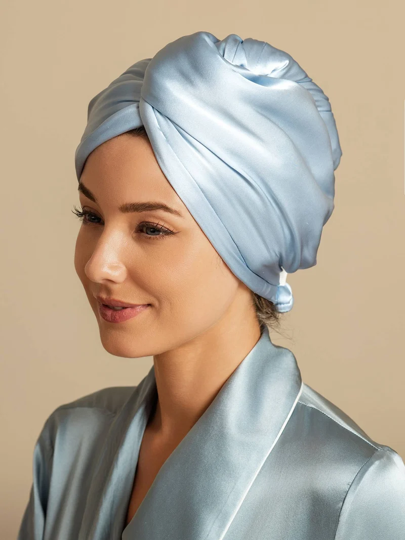 100% Maulbeerseide doppelseitiger Haarturban zum schnellen Trocknen gegen Frizz und haarschonend
