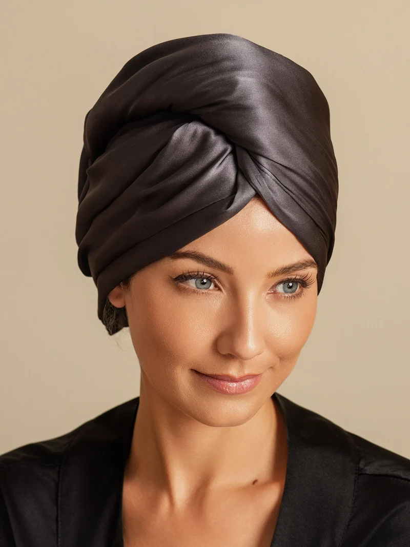100% Maulbeerseide doppelseitiger Haarturban zum schnellen Trocknen gegen Frizz und haarschonend