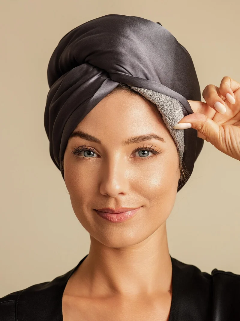 100% Maulbeerseide doppelseitiger Haarturban zum schnellen Trocknen gegen Frizz und haarschonend