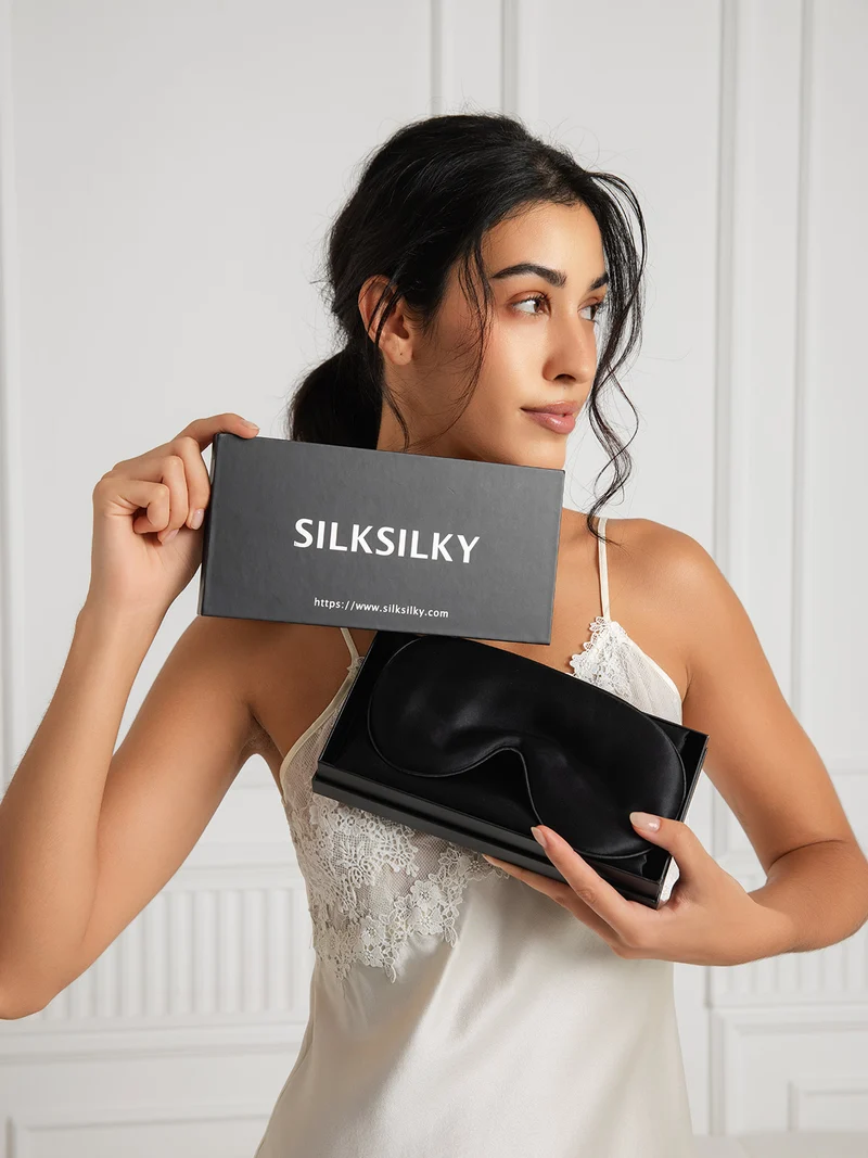 Geschenkset mit 19 Momme 100% Maulbeerseide Kissenbezug und Augenmaske