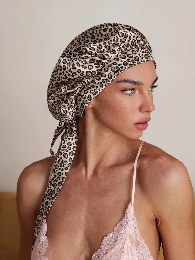 100% Maulbeerseide elegante Schlafhaube mit langen Bändern